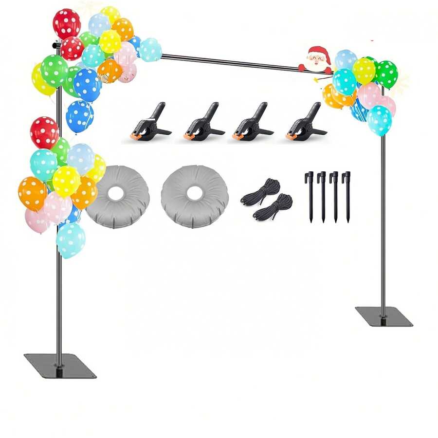 Backdrop Stand, 7ft H X 10ft W Adjustable Photography Background Support Frame Kit With Stable Flat Base & Metal Steel Poles For Wedding, Birthday, Party Decoration - Black - View 1