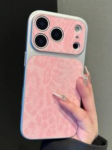 1个可爱Y2K少女风全印花豹纹手机壳，兼容 17/16/15/14 Pro Max，电镀边框硬质PC材质 - 粉色 - 查看 2