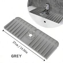 1pc Silicone Drain Mat, Kitchen/Bathroom Sink Splash Guard, Anti-Slip Mat/Rack - Black - View 8