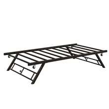 Cama nido plegable de metal doble: diseño vertical, láminas de acero resistentes, ruedas bloqueables, silenciosa, fácil de desplegar para invitados o sofá cama, color negro arenado. - Negro - Ver 7