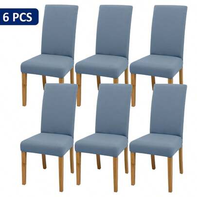 4pcs/6pcs/8pcs/10pcs Solid Color Chair Covers, Modern Removable Elastic Polyester Fiber Chair Slipcovers, Suitable For Living Room, Dining Room, Bedroom, Home Use, All Seasons