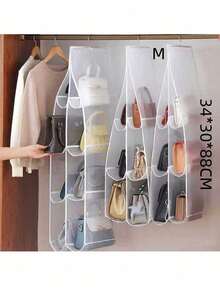 1pc Space-Saving Mesh Storage Bag With 6/8 Compartments, Multi-Layer Hanging Organizer Tote, Wardrobe Storage Bag, Wallet Holder, Purse Rack, Suitable For Storing School Supplies, Back To School Decor, Room Decor, Home Decor, College Student Essentials - White - View 5