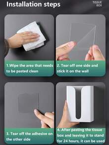 1pc Bathroom Tissue Box, Wall-Mounted Waterproof Toilet Paper Holder, Home Restroom Tissue Storage Box - Multicolor - View 10