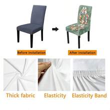 4/5/6/7pcs Easter Chair Cover & Tablecloth Set, Elegant & Fashionable Design With Cute Rabbit And Easter Egg Patterns In Green Tone. The Chair Covers Are Practical And Decorative, Ideal For Creating Holiday Atmosphere, Suitable For Restaurants, Hotels And Celebration Occasions, A Perfect Easter Gift. - Multicolor - View 11