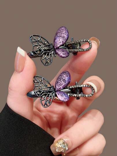 Pasadores de pelo con diseño de mariposa, clips elegantes y dulces para el flequillo, accesorios de horquillas de estilo coreano para niñas