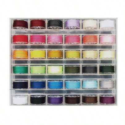 1pc Plastic Sewing Machine Bobbin Storage Box,Sewing Machine Thread Spool Case,Clear Plastic Organizer Case,36 Slots Empty Spool Storage Organizer And 36pcs Plastic Storage Bobbins.