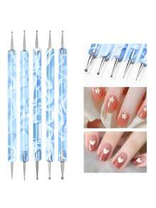 1 Set Nail Art Dotting Pen Kit, Nail Tools Polka Dot Pen, Nail Dotting Pen, Silicone Nail Art Pen Set Pink Handle Dotting Pen, Nail Art Dual-Head Silicone Pen Engraving Pen Gel Brush Nail Art Brush, Nail Art Tools Metal Rod Flower Line Drawing Pen Gold Nail Art Pen Set Striping Brush - Multicolor - View 14