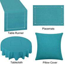 Grelucgo Small Handmade Hemstitch Teal Table Runner Dresser Scarf Rectangular 14 By 36 Inch - Teal - View 7