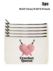 Crochet Is My Therapy' Printed Storage Bag, Knitting Lovers Zipper Pouch, Casual Yarn & Supplies Storage Bag, Ideal For Cosmetics & Toiletries - Multicolor - View 23