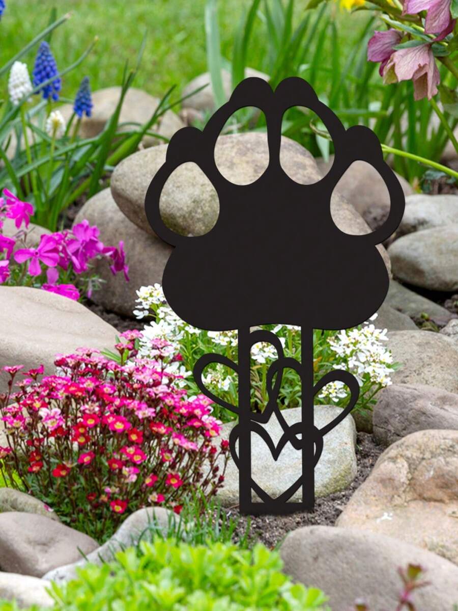 1pc Metal Monument Gravestone, Pet Memorial, Dog Paw Sympathy Tombstone, Dog Cemetery, Gardening Memorial Metal Gravestone, Waterproof Gardening Cemetery Decor