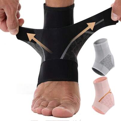 踝关节压缩套 - 无趾压缩袜，铜离子踝关节护具（女士），男士踝关节支撑，运动、跑步、足球压缩袜