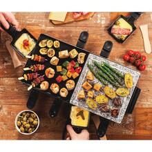 Russell Hobbs Raclette Grill 8 Personen (inkl.8 Pfännchen & Holzspachtel,2 Tischgrill-Platten: Naturstein mit Saftrinne & antihaftbeschichtete Wendeplatte geriffelt/Teppanyaki) Pizza Grill, 26280-56 - Fondue - Übersicht 4