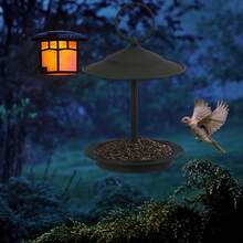 1个户外金属喂鸟器，简约黑色悬挂式喂鸟器，吸引各种鸟类，美观的花园和庭院装饰，送给爱鸟人士的完美礼物 - A - 查看 6