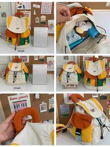 Ba lô Dopamine màu sắc dễ thương mùa xuân mới, dòng sản phẩm trẻ trung và đáng yêu, thiết kế nhiều ngăn, dung tích lớn, phù hợp cho đi làm, du lịch, đi học, ba lô kiểu Hàn Quốc/Nhật Bản, món quà dễ thương cho bạn gái, quà tặng bất ngờ - trắng - Xem 12