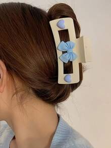 1个情人节时尚百搭甜心蝴蝶结鲨鱼爪发夹，适合日常佩戴、约会及各种场合 - 彩色 - 查看 3