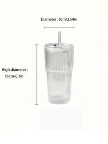Reusable Striped Glass Cup Set With Lid & Straw - For Home, Office And Party Coffee/Juice Cups - Multicolor - View 8