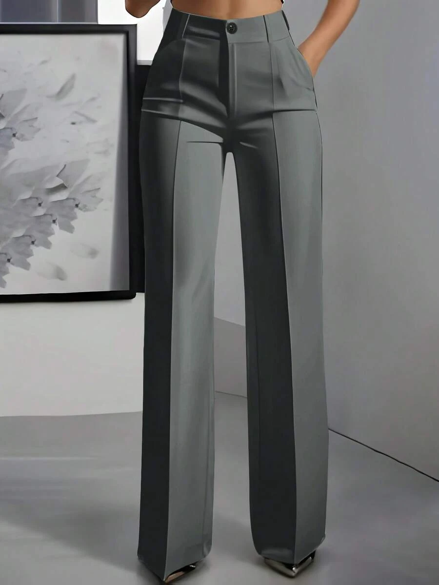 Jisfaneya Plus-Size Women's Solid-Color Pants With Pockets: Elegant, Office-Ready, And Versatile For Commuting
