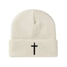1 pieza/2 piezas Nuevo gorro de punto de acrílico con bordado de cruz para otoño/invierno, gorro de punto versátil unisex a prueba de frío para hip-hop - Multicolor - Ver 2