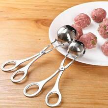 1pc Non-Stick Stainless Steel Meatball Scoop Maker With Anti-Slip Handle, Meatball Scoop Clip, Meatball Mold, Rice Ball Mold, Meatball Maker, Ice Cream Scoop, Kitchen Tool - Silver - View 4