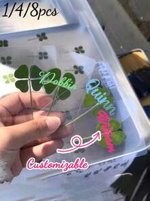 1/4/8pcs Transparent Material Lucky Four-Leaf Clover Postcards, Healing Gift Bringing Good Luck; Customizable Text, Irish Style Decorative Bookmarks; St. Patrick's Day Gifts. Party Favors, Blessing Cards, Bookmarks And Decorations; Realistic Four-Leaf Clover Pattern, Suitable For Birthday, Wedding, Valentine's Day, Teacher's Day And Other Occasions. - Lucky Clover Cards - View 1