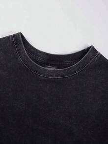 Stonewashed Streetwear T-Shirt With Mouth And Eyes, Dark Gothic, Women's, Emo, Gothic Fans, Street Fashion, Urban Culture, Unisex, Men's And Women's, 100% Cotton, Top Premium Streetwear, New Release, Immediate Shipping, Various Colors!! - 黑色 - 查看 3