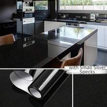 【防水墙贴】1卷亮面防水PVC DIY珠光膜自粘黑色衣柜厨房加厚高光纸浆家具翻新墙贴 - 黑色 - 查看 1