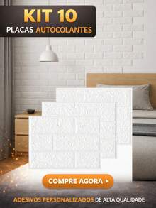 BG Set Of 10 Self-Adhesive 3D Brick Wall Panels For Bedroom And Living Room Decoration - 白色磚 - 查看 1