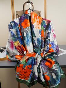 1 pieza Pañuelo de lujo, Pañuelo de cabeza con estampado de moda, Braga de cuello, Nuevo pañuelo de seda para mujer de 85*180CM, Chal, Pañuelo largo para exteriores, Adecuado para todas las estaciones - Multicolor - Ver 5