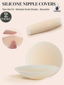 1/2 Pairs Of Reusable Silicone Nipple Covers – Invisible Self-Adhesive Breast Pads, Washable, Suitable For Backless Dresses, Wedding And Party Outfits. - Multicolor - View 19