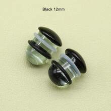 一对厚度为 1.6-16 毫米的黑色透明玻璃耳扩，配有 2 个防滑硅胶环，单喇叭蘑菇形直杆耳钉，透明眼镜耳扩，男女学生适用，玻璃耳钉，身体饰品，长度约 19 毫米。 - 玻璃耳擴 - 查看 41