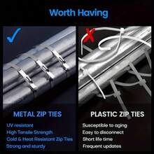 100pcs 7.9 Inch Heavy Duty Stainless Steel Cable Ties | Rust-Proof, High Temperature Resistant Metal Zip Ties, Suitable For Machinery, Automotive, Exhaust Systems, Etc., 201 Stainless Steel Material - 100 Pieces Of Silver - View 7
