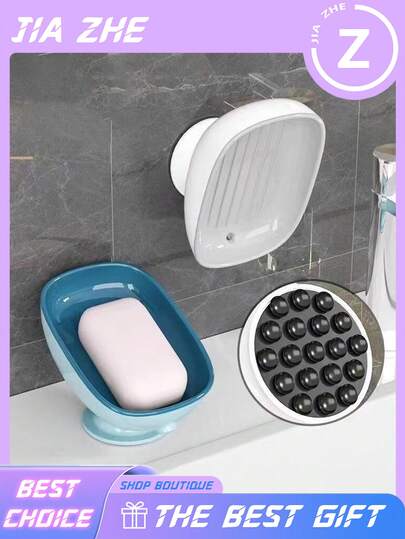 Octopus Suction Soap Dish, Plastic Oval Draining Soap Holder With Non-Slip Base, Bathroom Countertop Soap Tray, Home Kitchen Bathroom Accessory, Lightweight Luxury Design