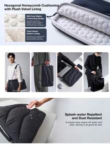 13.3/14 英寸笔记本电脑保护套，适用于平板电脑和笔记本电脑，360° 全方位保护，轻巧便携，4 个收纳隔层，带衬垫的笔记本电脑包 - 灰色 - 查看 10