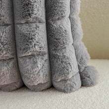 Grey Faux Fur Cozy Soft Plaid Decorative Throw Pillow Covers 18x18 Inch Set Of 2Velvet Pillowcase Cushion Case For Sofa Couch - Plaid Darkgrey+40L X 40W cm (Pack Of 2) - View 5