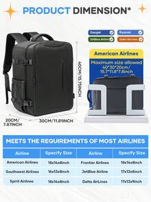 男女通用旅行背包，180°开口，符合随身携带登机标准，配有行李带，尺寸40*30*20厘米，轻便防水，适合2-3天旅行、商务出行和日常使用。 - 彩色 - 查看 5