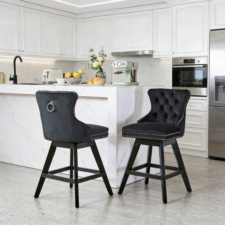 Barstools - Black + Velvet + Foam - View 1