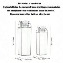 Leak-Proof Double-Necked Baby Bottle - Wide-Mouth, Easy-To-Pour Design; Stackable With Transparent Square Cups; Suitable For Travel, Office, School, And Kitchen Use; Large-Capacity Milk/Juice/Water Container - Durable Acrylic Material; Portable Beverage Bottle With A Modern, Minimalist Design. - Multicolor - View 8