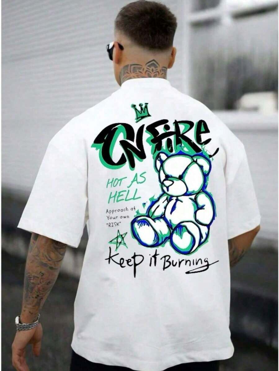 Camiseta Mascuina camisa StreetWear Bear 100% Algodão Premium - Branco - Visão 1