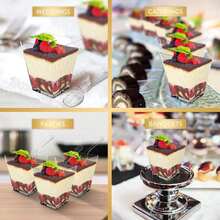 25/50/100/200Pcs, 5 Oz Plastic Clear Square Parfait Cups With Spoons, Party Small Serving Dessert Bowls For Appetizers, Puddings, Mousse, Yogurt, Parfait Ice Cream - Transparent - View 11