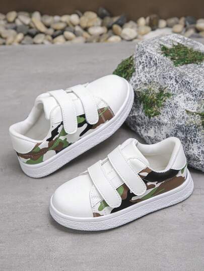 1双男女童/学生休闲鞋，带魔术贴，时尚简约软底舒适运动鞋，适合日常穿着、上学和户外活动，四季皆宜。