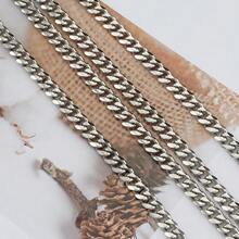 1m Stainless Steel Chunky Flat Cuban Chain, Punk Style Jewelry Making, DIY Necklace Bracelet Accessories - Chain - View 4