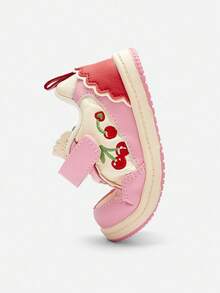 Kids Hook And Loop Casual Shoes Cute Pattern Low Top Sneakers With Textured Outsole - White Red - View 6
