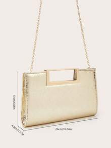 AIBBYDAR Women's Evening Bag, Handbag, Metal Handle, Fashion, Minimalist, Gold, Glossy, Suitable For Evening Gowns, Portable Cosmetic Bag, Small Square Bag, Detachable Shoulder Strap, Ball, Party, Wedding Season, Holiday Gathering - 金色 - 查看 9