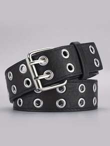 3pcs Fashionable Double Row Eyelet PU Needle Buckle Unisex Waist Belt, Streetwear Versatile Jeans Belt, Suitable For Daily Wear, Dates, Parties, Holidays, Gifts - A - View 6