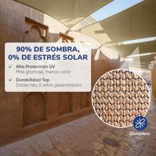 Malla SombraSANLO SOPS Mallas Sora de Rascel 90% Esquina Rezada - 2x2m ige - Bastilla Doble y ars - Lona de teccion UV Polietileno E a Densidad para Exteres Reente al Solsun shade cloth - Beis - Ver 4