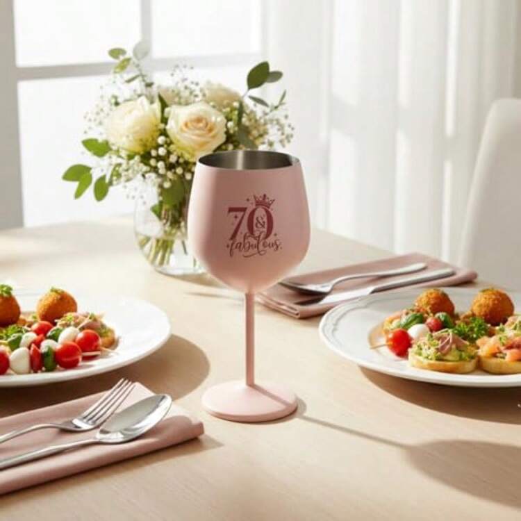 Bliceon 70th Birthday Gifts For Women Personalised Wine Glass Gift For  Unusual Women 70th Birthday Gifts Anniversary Party Decoration Pink | SHEIN  USA