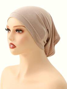 1件装女士纯色简约基础款帽子头巾，简约时尚的头饰帽头巾头巾配饰，方便快捷的基础款头巾帽头巾帽，休闲百搭，适合日常生活和户外运动 - 彩色 - 查看 14