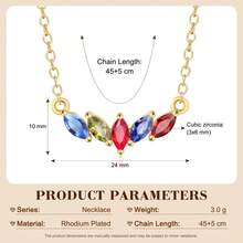 1pc Customized Family Leaf Birthstone Necklace, Personalized Mother Birthstone Jewelry, Customized 1-5 Birthstone Pendants, Meaningful Gifts For Mothers And Grandmothers, Elegant Daily Necklaces, Birthday Mother's Day Anniversary Christmas Gifts, Women's Family Souvenir Jewelry - Gold - View 8