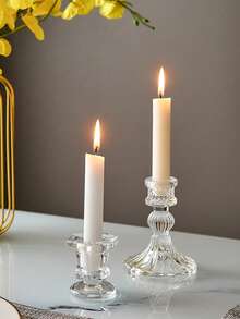 1 Pc/1 Set High-Transparency Glass Candle Holder, Modern Luxury Style Candle Holder. Suitable For Fireplace, Meditation, Ambient Lighting, Housewarming Gift, Birthday And Graduation Ceremonies, Ramadan Celebrations - one-size - View 10