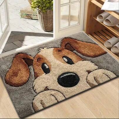 1件装狗狗图案门垫，柔软舒适防滑地毯，轻便可水洗，适用于玄关、卧室、客厅、厨房、浴室，春季装饰礼品，适合各种节日，家居装饰小地毯